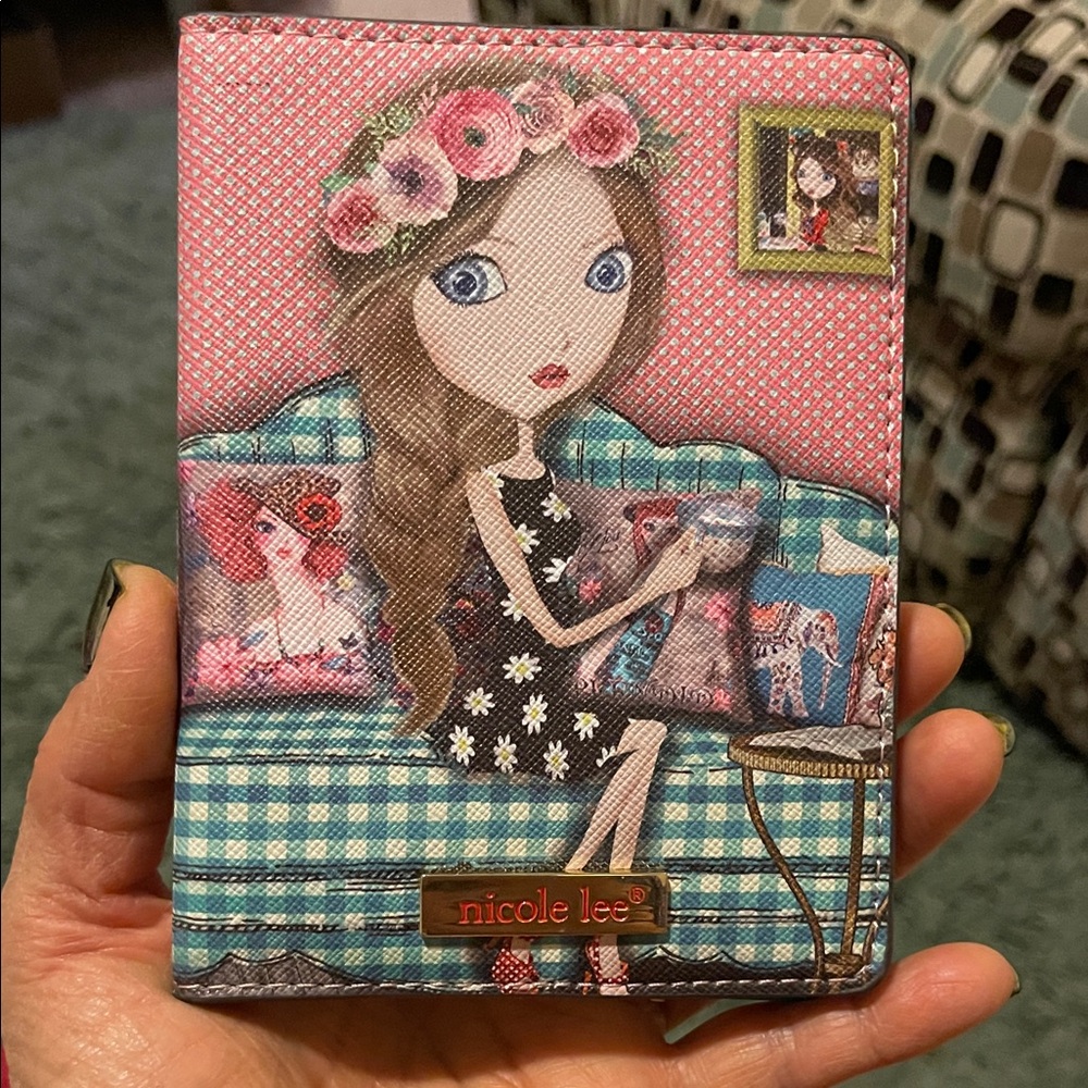 Nicole Lee Pink and Blue Illustrated Passport Cover